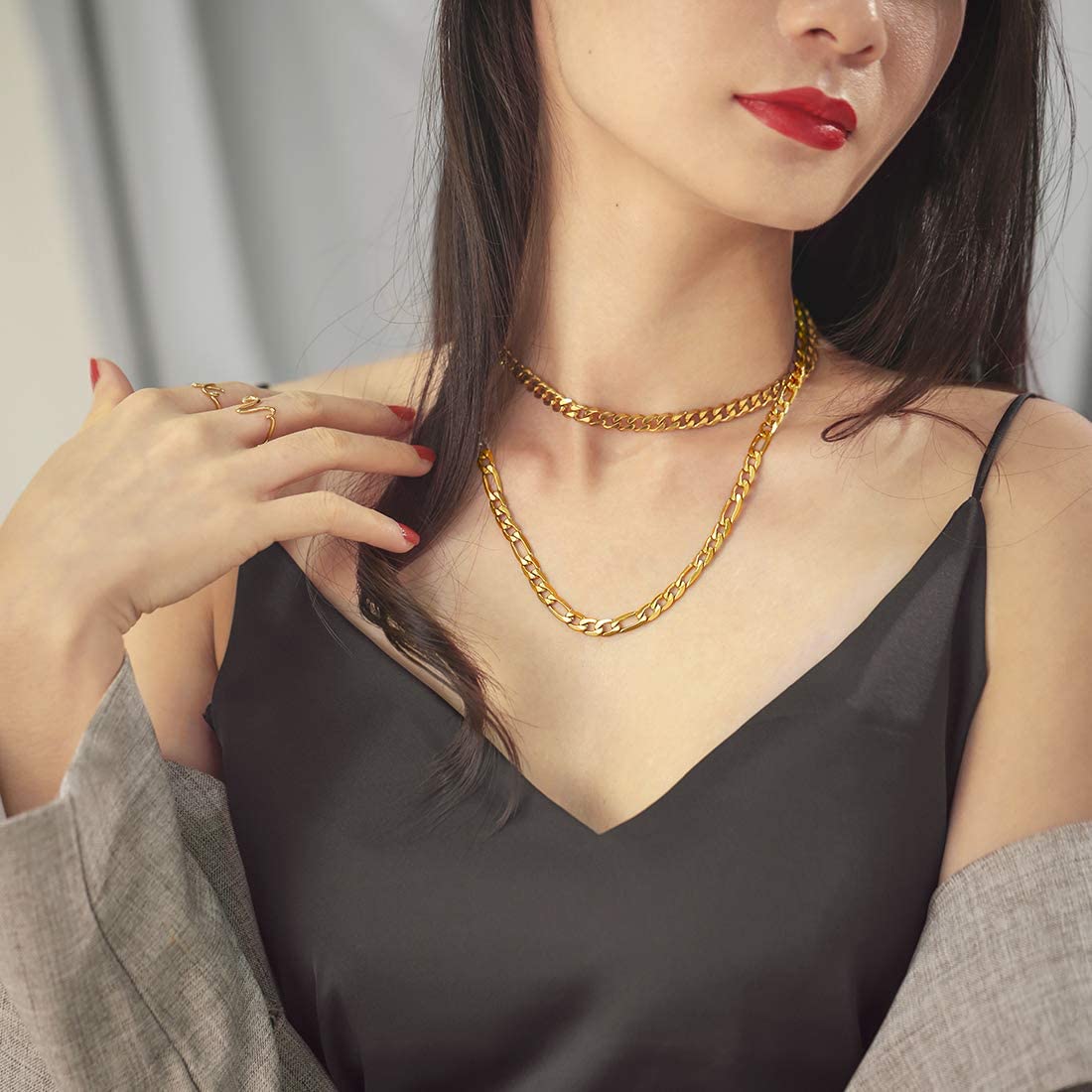 Jicidcha Gold Chain Choker Necklace, 14 