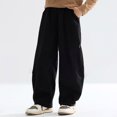 thumbnail image 2 of Gubotare Kids Sweatpants Baggy Girl's Print Baggy Sweatpants Elastic Waist Wide Leg Track Pants Trousers Joggers Size 8-10 (Black,8-10 Years), 2 of 7