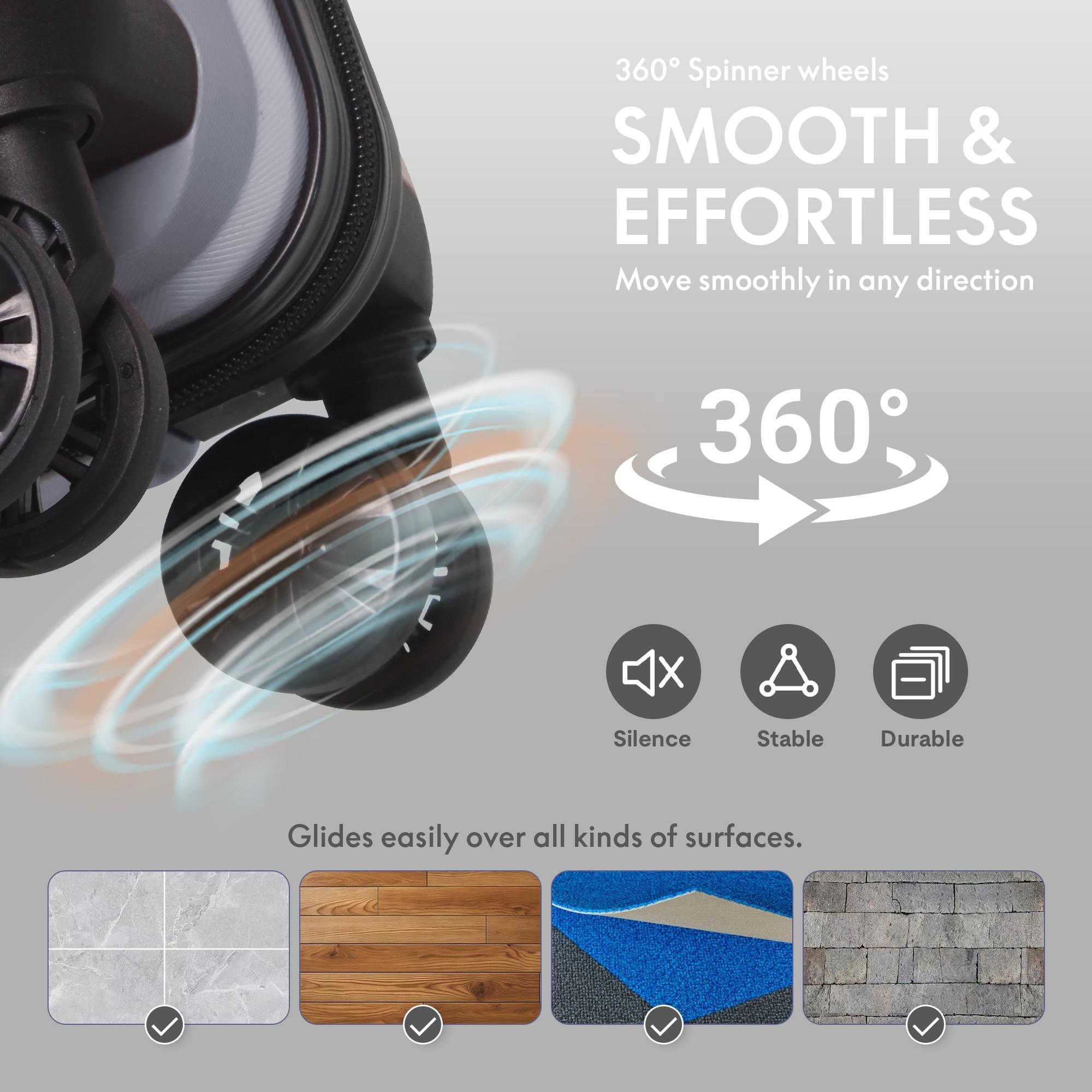3-Piece PP Hardshell Luggage Set, Lightweight Scratch-Resistant Suitcases with Silent Spinner Wheels & TSA Lock, Dark Grey