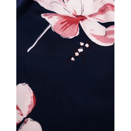 

Plus Size Floral Print Half Sleeve Nightgown With Belt Women‘s Plus High Stretch Robe Loungewear