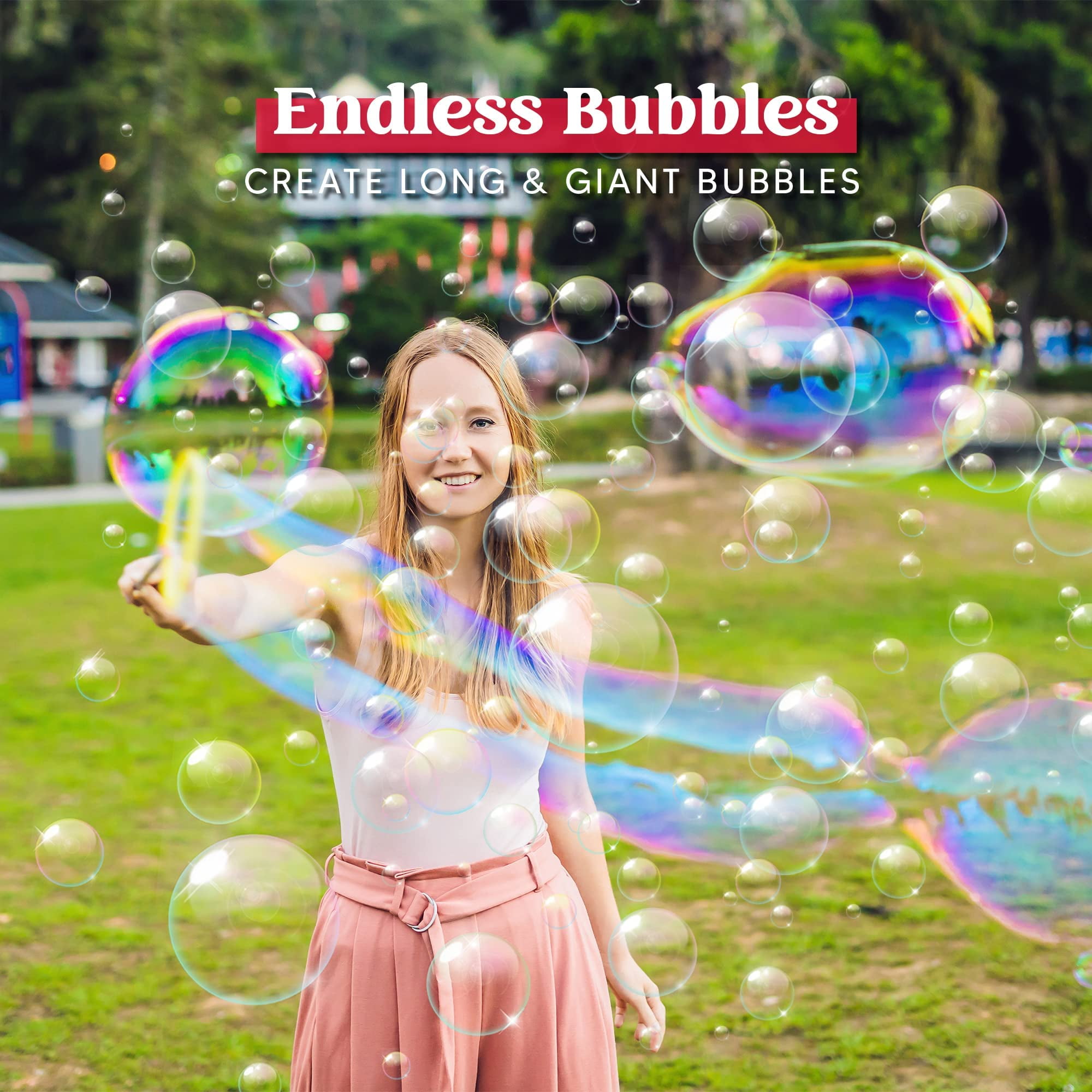 Syncfun 18 Pcs Giant Bubble Maker with Tray, 12" Big Bubble Wands Set Bulk, Summer Outdoor Activity, Party Favors, 6 Pcs Bubble Solution Suitable for All Age People