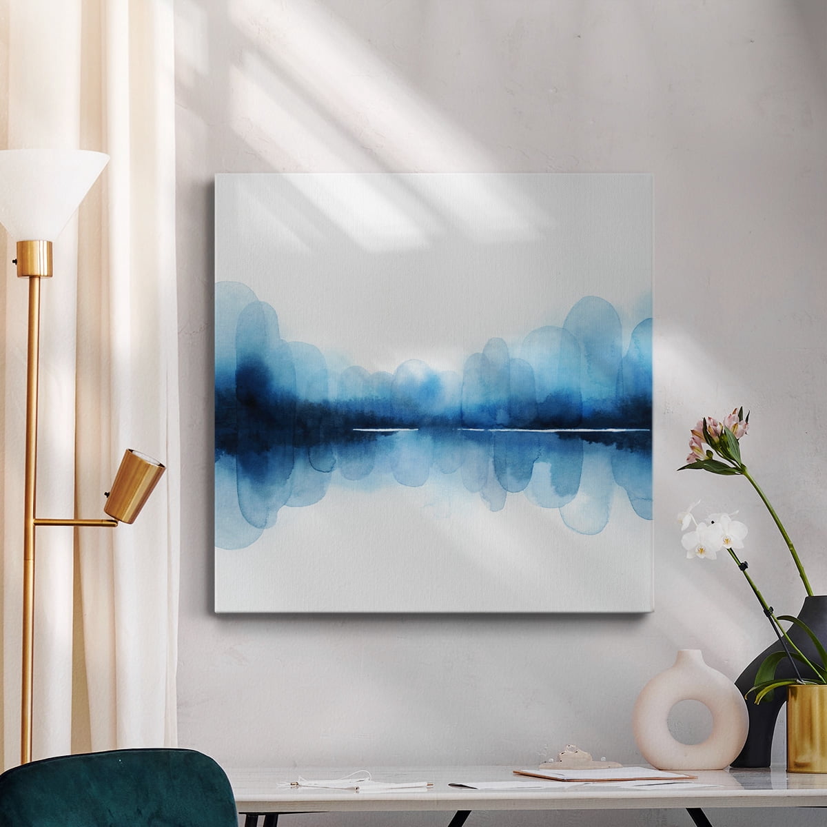 Wexford Home Ultramarine Mirror II-Premium Gallery Wrapped Canvas, 16" x 16" - Ready to Hang