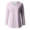 thumbnail image 4 of LYXSSBYX Long Sleeve Shirts for Women Fashion Women's Casual Long Sleeve V-Neck Solid Ladies Tops Blouse, 4 of 4
