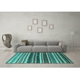 thumbnail image 3 of Ahgly Company Machine Washable Indoor Round Solid Turquoise Blue Modern Area Rugs, 6' Round, 3 of 4