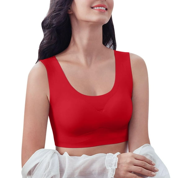 Eashery Padded Bras for Women Padded Push Up Bras for Women Seamless Underwire T-Shirt Bra Red 5X-Large