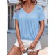 thumbnail image 5 of Camisetas Casuales de Verano para Mujer, Camisetas de Corta con Cuello en V, Azul , Talla XL, 5 of 7