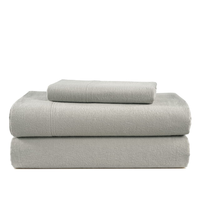 Juego de sábanas de franela LANE LINEN, 100% algodón, color plateado