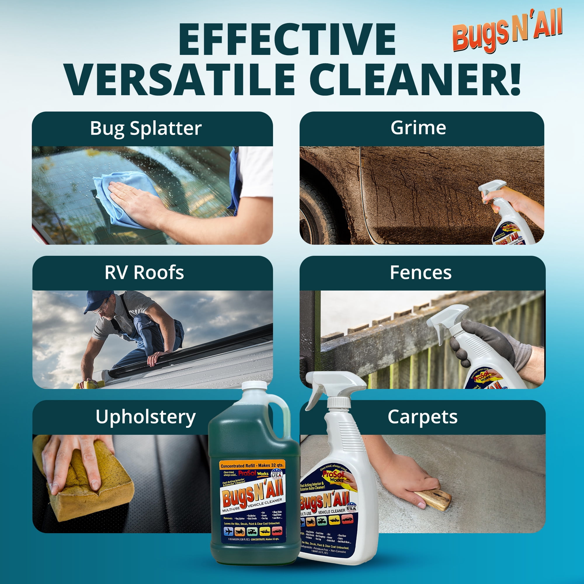 Bugs N All - Bug and Tar Remover - Interior & Exterior Cleaner for Car & Other Vehicles, 1 Gal