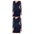 thumbnail image 3 of Guardurnaity Primavera otoño mujer Sexy encaje vestido de manga larga transpirable cuello en V vestidos de Color sólido regalo de cumpleaños azul Azul marino SG 2Conjunto, 3 of 6