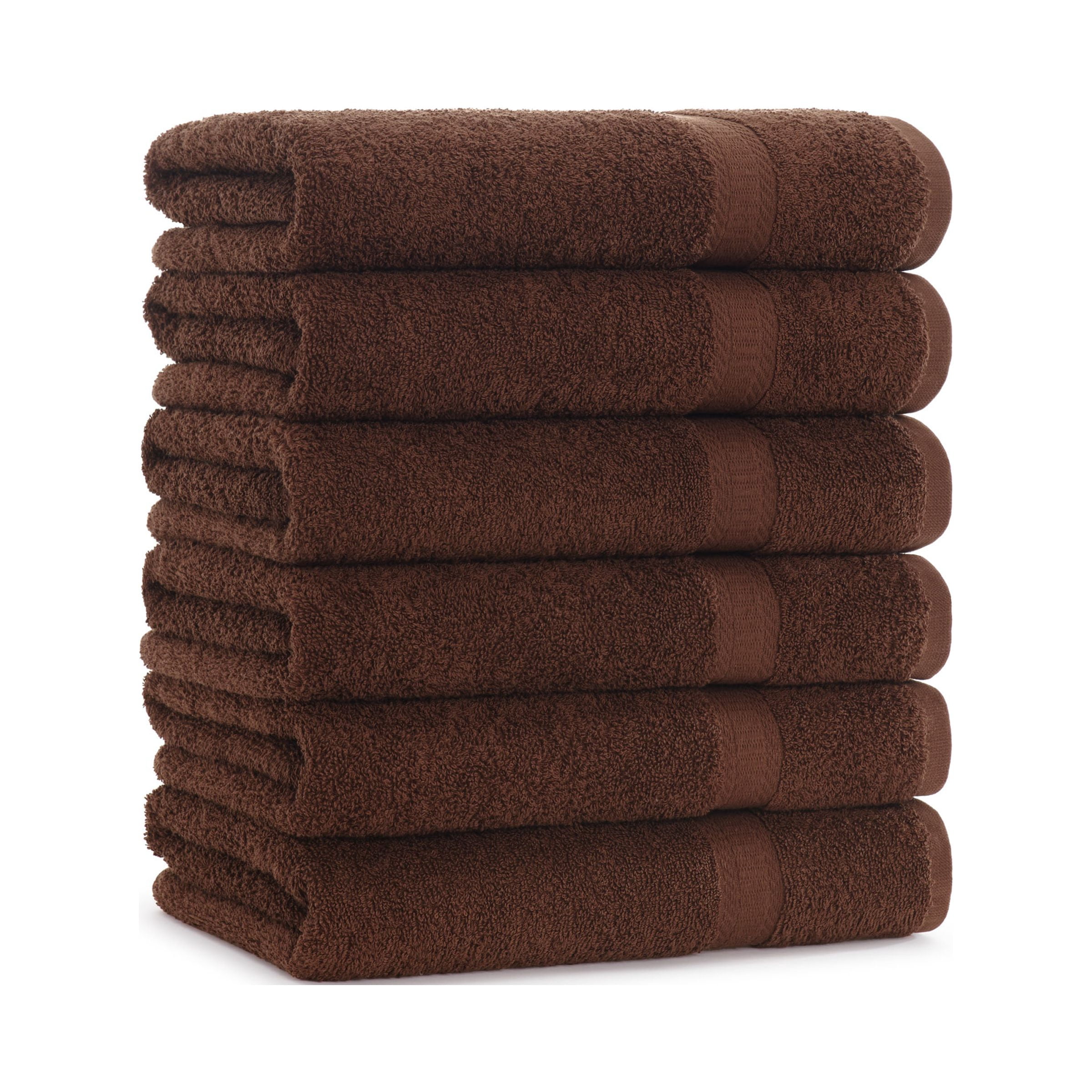 Arkwright Bulk Case of 24 Bath Towels, 25x52, 100% Heavy Cotton, Brown
