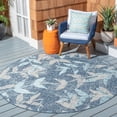 thumbnail image 2 of SAFAVIEH Courtyard Colton Botanical Indoor/Outdoor Area Rug, Navy/Blue, 6'7" x 6'7" Round, 2 of 9