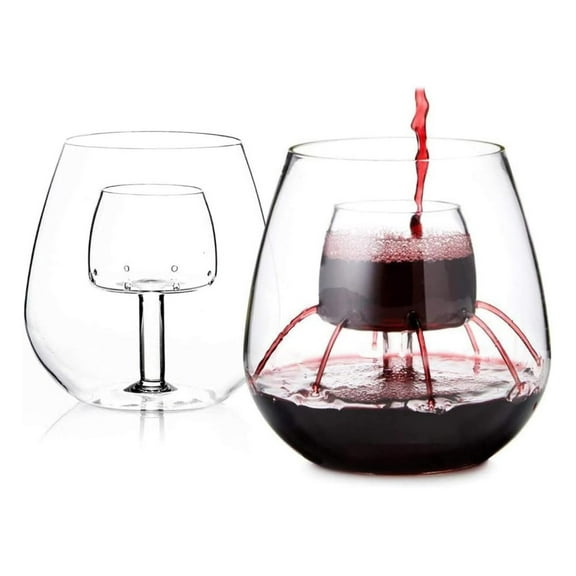 Stemless Aerating Wine Glass by Chevalier Collection (Set of 2) - Patented Wine Glass With Built In Aerator
