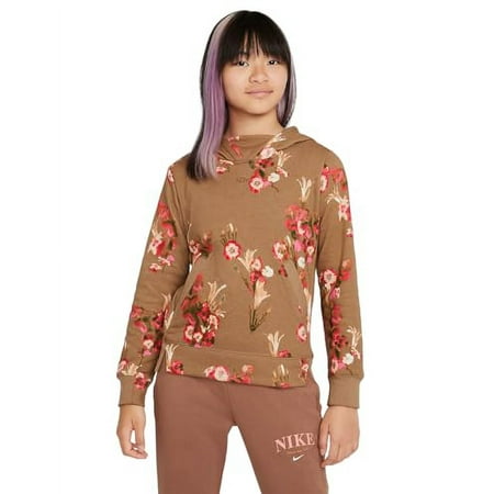 Nike Sportswear Big Kids' (Girls') Pullover Hoodie (US, Alpha, Large, Regular, Dark Driftwood)