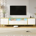 thumbnail image 2 of 70.9" Modern TV Stand for TVs up to 80 Inches, Entertainment Center with 2 Shelves and LED Lights, TV Storage Cabinet with 2 Drawers, 2 Cabinets and Metal Legs for Living room, 2 of 6