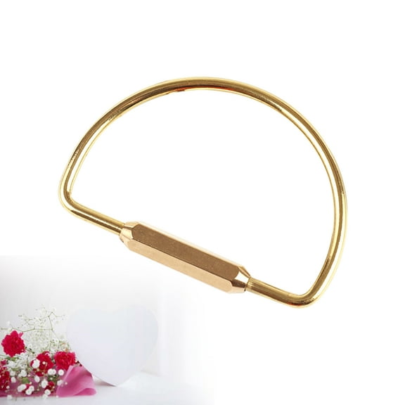 GOOHOCHY D Shaped Creative Golden Brass Keychain Purse Keyring Key Holder Fashionable Belt Clip Gift for Hanging Ornament