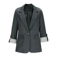 thumbnail image 5 of HomeDM Womens Work Office Blazers, Open Front One Button Long Sleeve Lapel Jackets Suit Blazer with Pockets, Dark Gray, 5 of 8