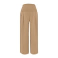 thumbnail image 4 of JIAYUE Women's Pants Ankle Length Wide Leg High Waist Palazzo Summer Flowy Beach Trousers With Pockets Casual Bottoms For Women, 4 of 6