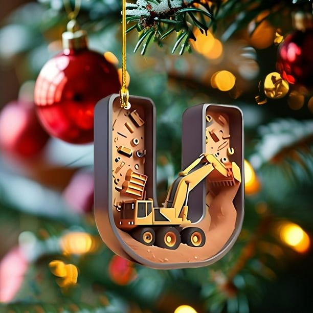 26 Letters Building Vehicle Christmas Decorations Christmas Tree Pendants