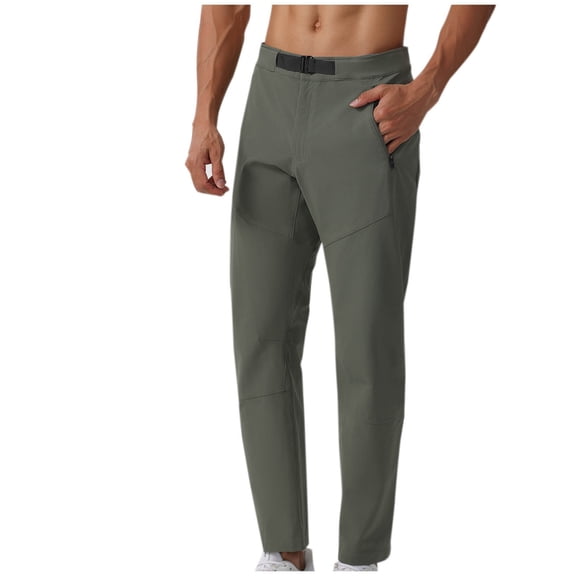 Mens Pants Fashion Casual Solid Color Pockets Elastic Rope Pants Sports Fitness Pants Casual Pants for Men Green M