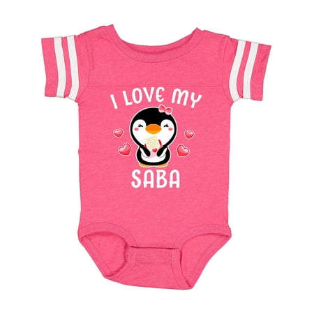 

Inktastic I Love My Saba with Cute Penguin and Hearts Gift Baby Girl Bodysuit
