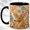 Black, variant on Golden Deer Coffee Mug, Floral Antler Mug, Ceramic 11 oz