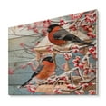 thumbnail image 2 of Designart 'Two Tits Sit On A Snow-Covered Berries Branch ' Traditional Print on Natural Pine Wood, 2 of 5