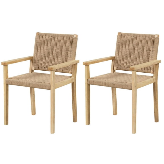 Spaco Indoor Outdoor Wood Chair Set of 2, 2 Pieces Wood Chair with A Spacious Sitting Area and Comfortable Backrest, Wood Chair for Outdoor as Garden, Patio, Natural