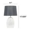 thumbnail image 3 of 17.63" Contemporary Fluted Glass Bedside Table Lamp With Gray Fabric Shade, Clear, 3 of 7
