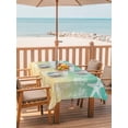 thumbnail image 2 of Outdoor Tablecloths with Umbrella Hole & Zipper, Teal Yellow Ombre Coastal Rectangle Tablecloth 52x70 Inch, Sea Nautical Summer Beach Starfish Coral Waterproof Table Cloth, Patio/Pool Table Covers, 2 of 8