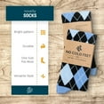 thumbnail image 7 of No Cold Feet Fun Colorful Novelty Dress Socks for Men, Blue and Black Argyle, Men's Size 8-13, Crew Socks, 7 of 7