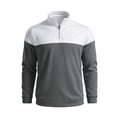 thumbnail image 4 of BVnarty Men's Color Block Quarter Zip Stand Collar Loose Sweatshirt, Athletic Pullover for Mild Autumn Sports Wear and Multi-Occasion Daily Layering Dark Gray XXXL, 4 of 8