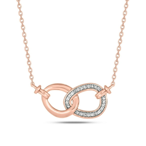 Cali Trove Interlocking Circles Necklace | 18 Kt Rose Gold Vermeil Necklace on 925 Sterling Silver with 1/20 Ct Natural Diamonds
