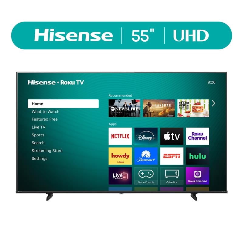 Hisense 55" Class H5 Series 4K UHD Roku Smart TV (55H5BR) - Dolby Vision, HDR10, DTS® Studio Sound™, AI Sports Mode, Game Mode Plus with VRR, Bezel-less Design, Roku TV OS