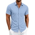 thumbnail image 4 of Stamzod Mens Shirts Casual Solid Short Sleeve Button Up Shirt Men Business Work Dress Shirts S-5Xl Light Blue S, 4 of 9
