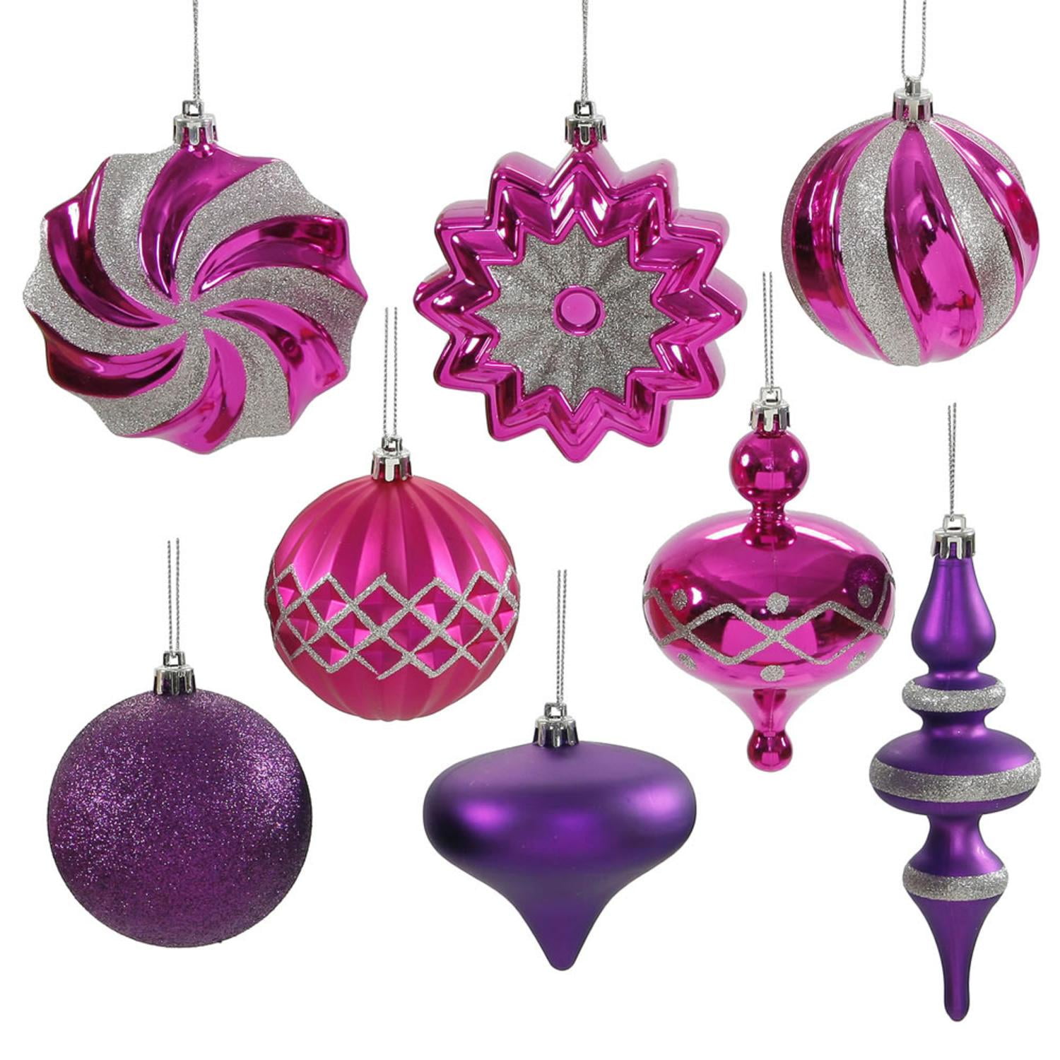 7 Northlight 8 Count Pink Transparent Spiral Shatterproof Christmas Finial Ornaments