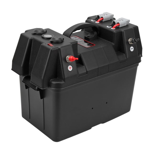 Caja De Batería Para RV, Voltímetro De Potencia, Caja De Batería Impermeable, Terminales Positivos Negativos, USB Dual Para Camión