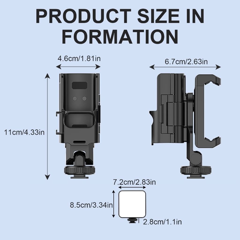lanema Phone Teleprompter Stand Phone Clip Grip with Cold Shoe for Pocket 3 Gimbal