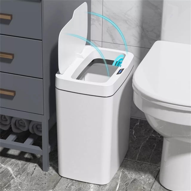 Bote de Basura Cocina, 18L Cubo De Basura Automático Con Sensor, Bote de Basura de Plástico Grande USB Rechargeable para Cocina, Oficina, Sala, Retrete, Recámara