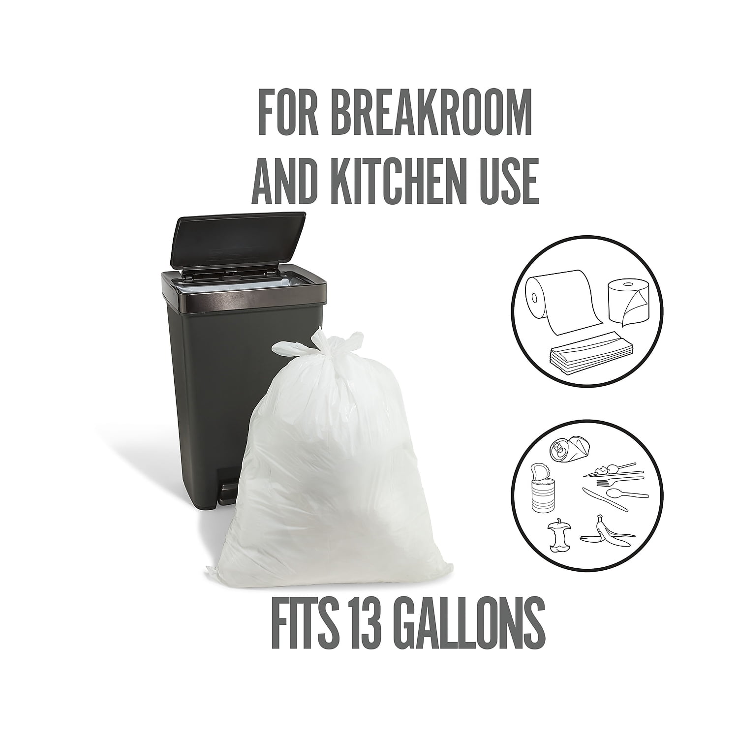 Perk™ 13 Gallon Scented Kitchen Trash Bag, 28 x 24, Low Density