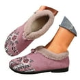 thumbnail image 3 of YLYL Women Suede Loafers Low Heel Floral Embroidery Wide Width Causal Dressy Slip on Winter Walking Shoes, 3 of 8