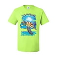 thumbnail image 2 of Swimming Sea Turtle Animal Lover Men's Graphic T-Shirt, Safety Green, Medium, 2 of 3
