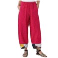thumbnail image 1 of Gibobby pantalones de yoga Pantalones de pierna ancha casuales de cintura elástica irregular con estampado suelto de lino y algodón para mujer (Rojo, XXXXXL), 1 of 3