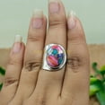 thumbnail image 4 of Pink Oyster Turquoise Stone 925 Sterling Silver Adjustable Statement Ring Gift Jewelry, 4 of 5