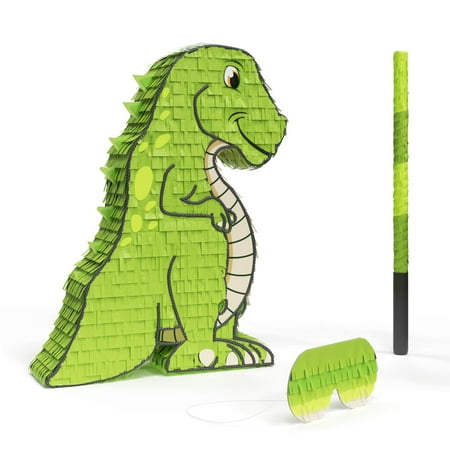 Dinosaur & T-Rex Pinata Bundle with a Blindfold and Bat ― Hand Made Extra Small Sized Pinata For Birthday Parties, Kids Carnival and Related Events ― Can Hold Up to 2 lbs of Candy