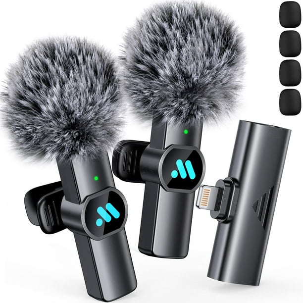 Leettus 2 micrófonos inalámbricos Lavalier para iPhone iPad, micrófono inalámbrico para grabación de vídeo, transmisión en vivo de juegos, entrevistas, YouTube, TikTok, Vlog (para iPhone 14 y siguient