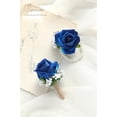 thumbnail image 3 of Royal Blue Rose Wrist Corsage Wristlet Band Bracelet and Men Boutonniere Set for Wedding Flower Accessories Prom Suit Decorations, 3 of 5