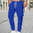 thumbnail image 2 of YUELONGHU Adult Men Casual Pants Mens Black Cargo Pants Solid Color Casual Trousers with Side Pockets Comfortable Flat Front Design for Everyday Wear, 2 of 5