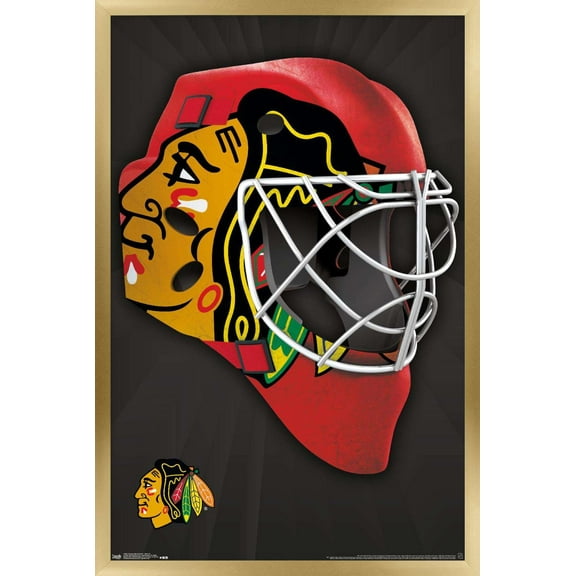 NHL Chicago Blackhawks - Mask 16 Wall Poster, 14.725" x 22.375", Framed