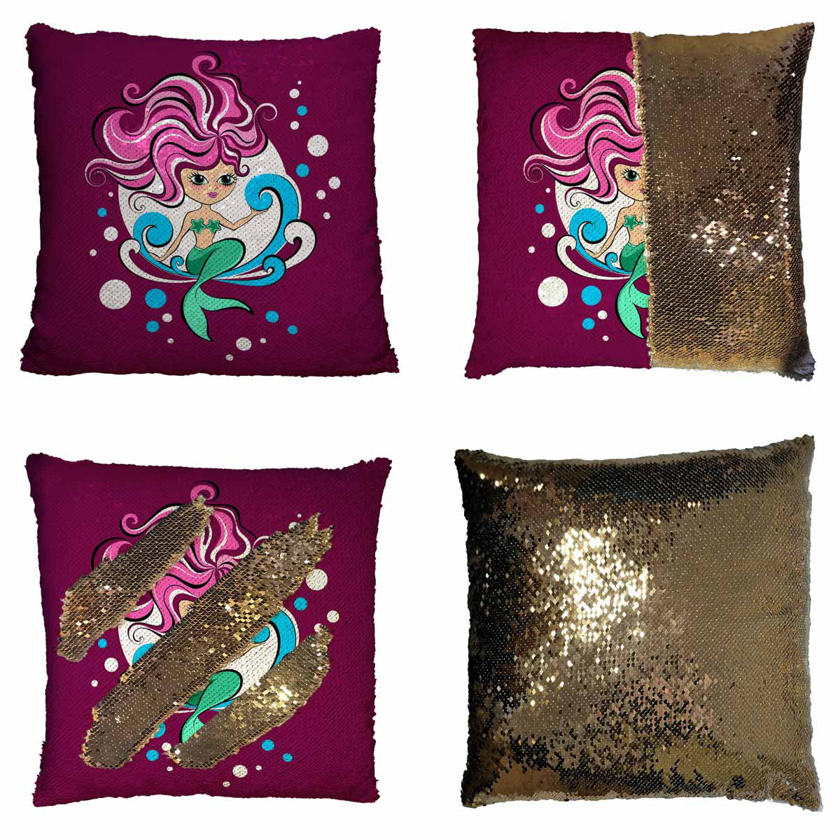 little mermaid sequin pillow