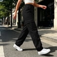 thumbnail image 6 of Samdudou Womens Cargo Pants High Waisted Joggers with Flap Pockets Elastic Cuffs Casual Solid Outdoor Hiking Athletic Trousers for Ladies and Teen Girls, 6 of 8